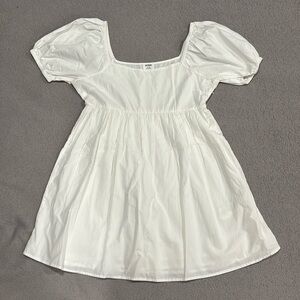 White Puffy Sleeve Dress